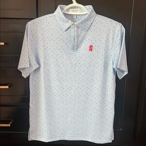 Peter Millar Summer Comfort Golf Performance Blue Polo Shirt Boys M9/10